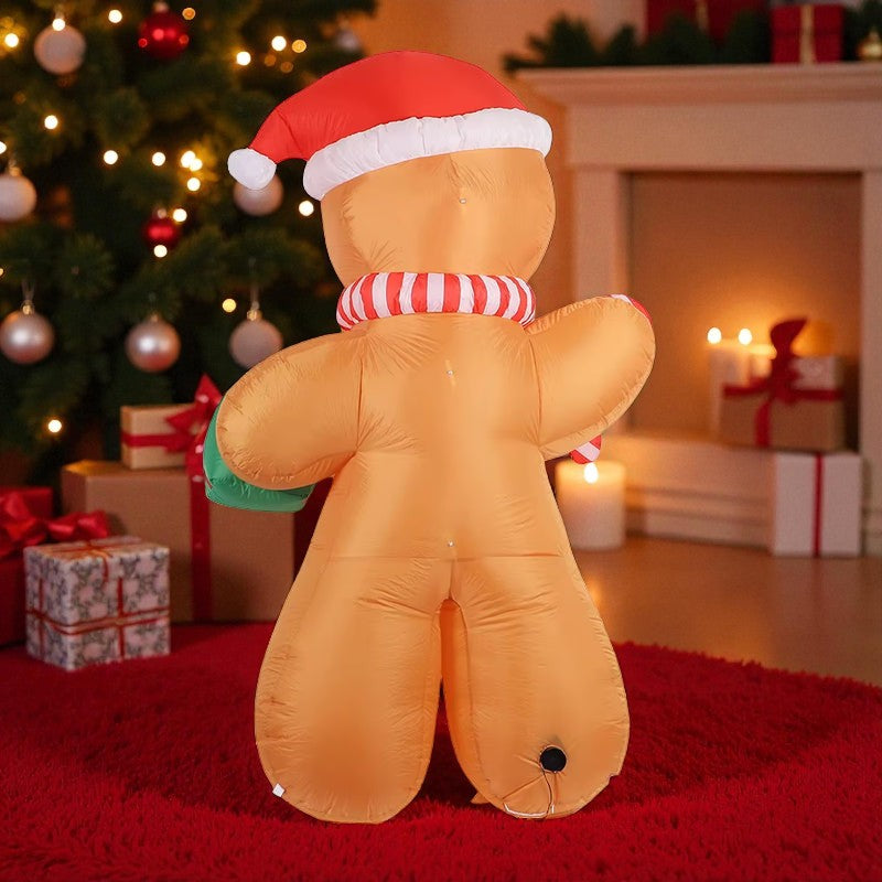 Muñeco de Jengibre Inflable 2,4 m con Luces LED para Exterior