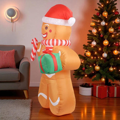 Muñeco de Jengibre Inflable 2,4 m con Luces LED para Exterior