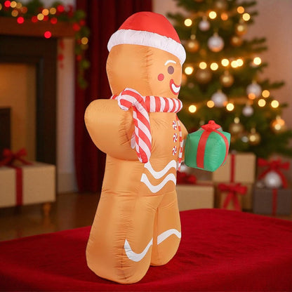Muñeco de Jengibre Inflable 2,4 m con Luces LED para Exterior